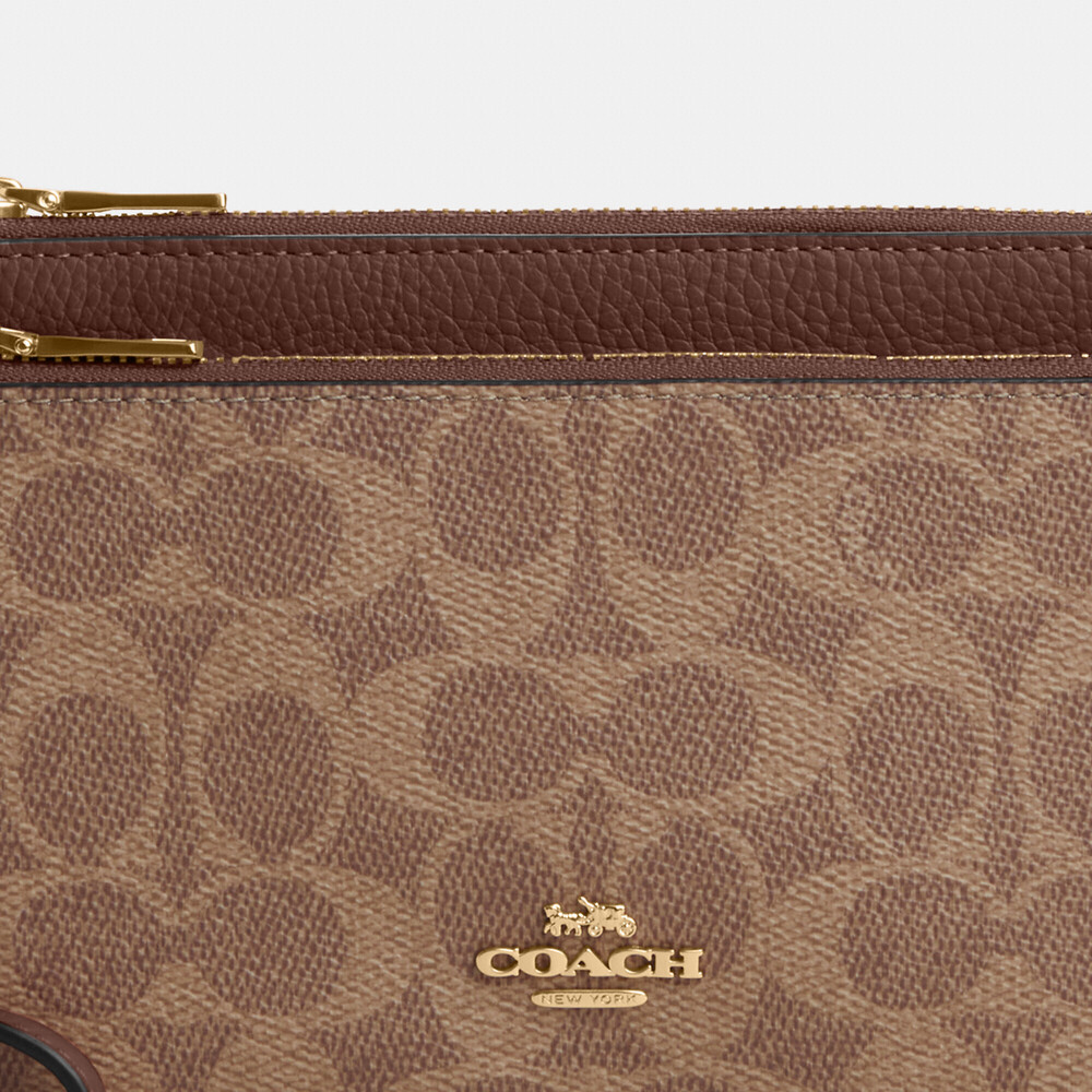 Coach Outlet Double Zip Wallet In Signature Canvas